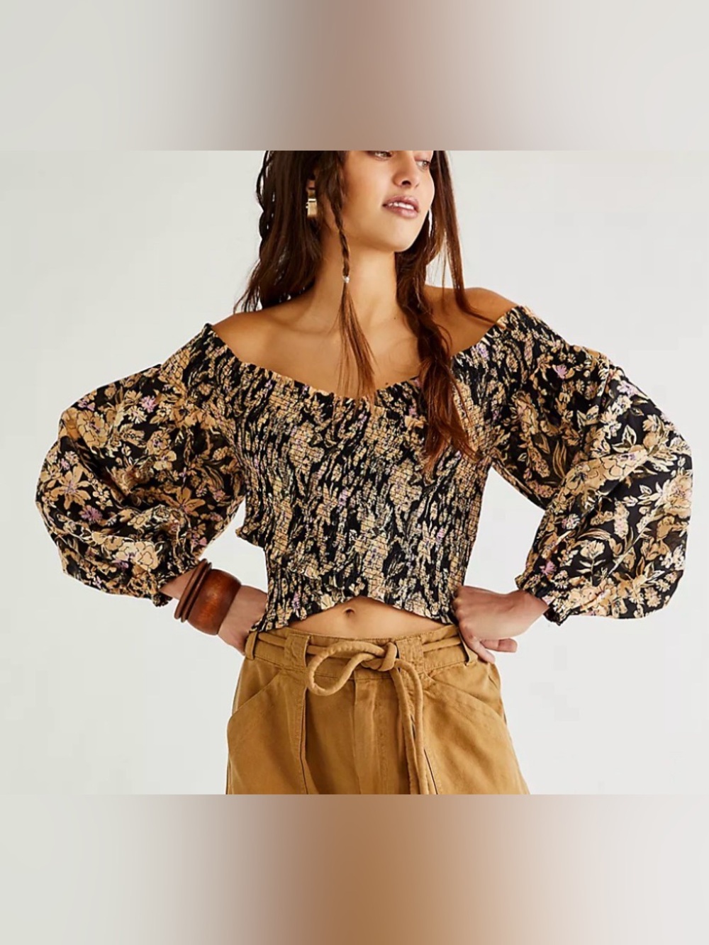Free People East to West Smocked Crop Top, Size XS